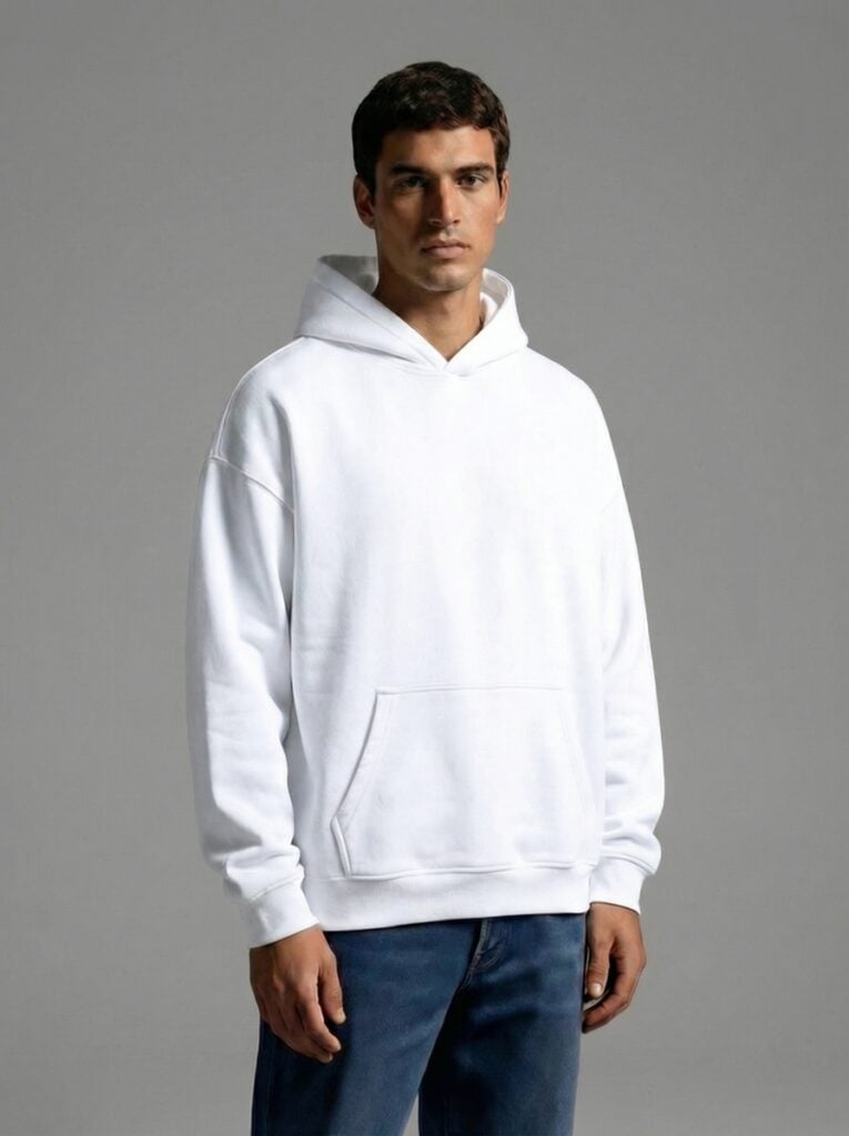 Men's White Oversized Hoodie · Too Fabric