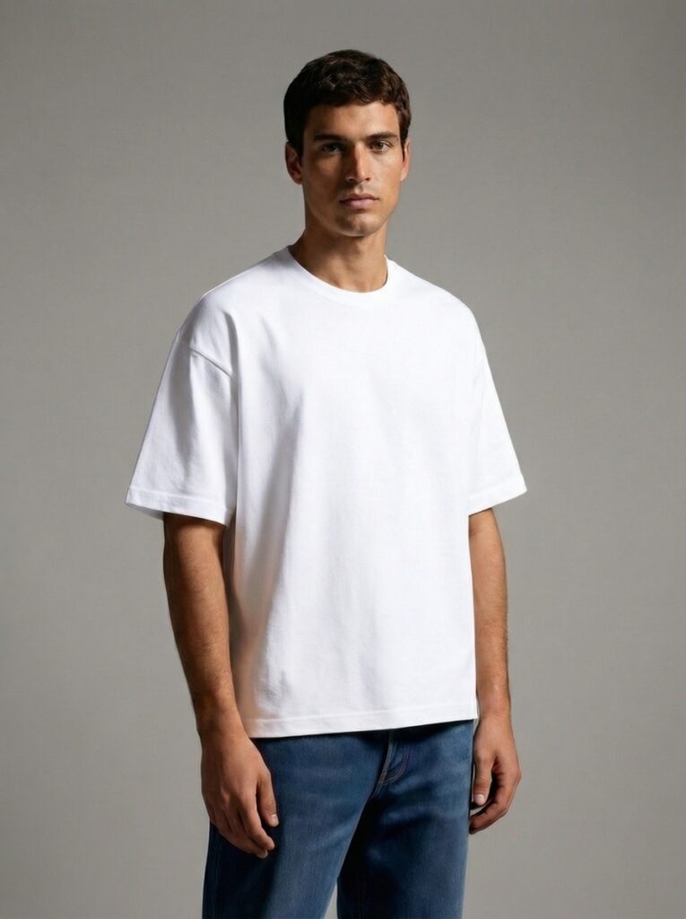 Oversized cotton T-shirt sample produced for a European clothing brand